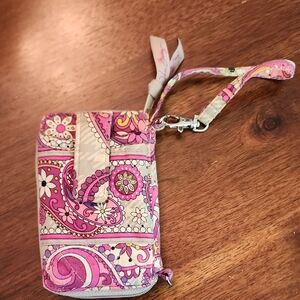 Vera Bradley Pink and Cream Paisley Wristlet